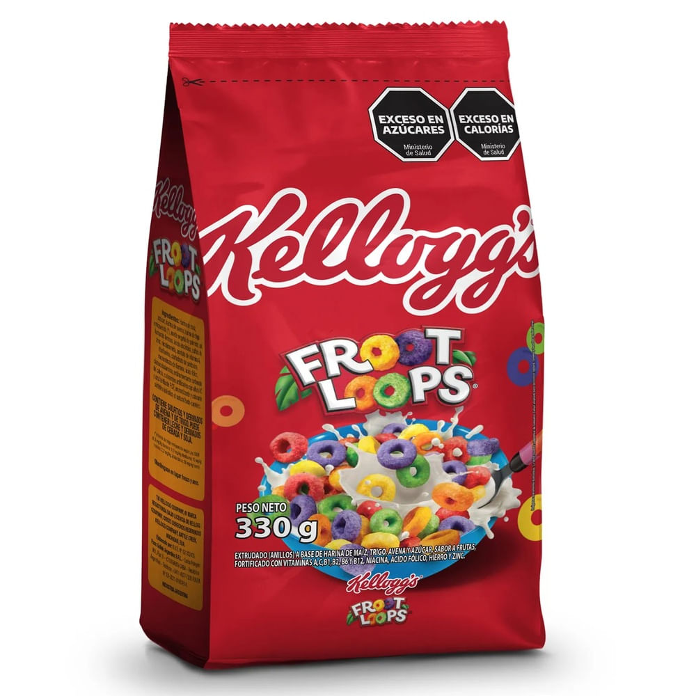 Aros de cereal frutado Kellogs froot loops en bolsa 330 g